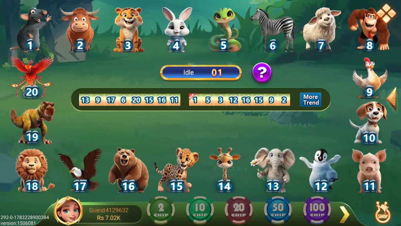 Animal Party board preview on Teen Patti Bounty